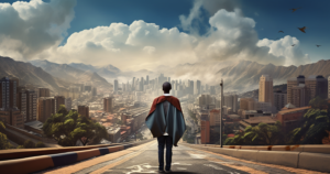 south African high school student with an open road to success ahead, city scene, as an illustration of matric rewrite opportunies