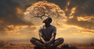 A man thinking of his peaceful future