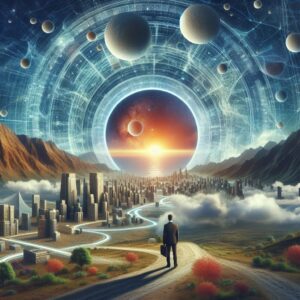 A young man walking in a world of geography