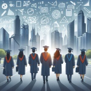 Mathematics students who just graduated walking into the real world