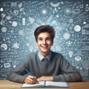 A student in class doing his mathematics practice