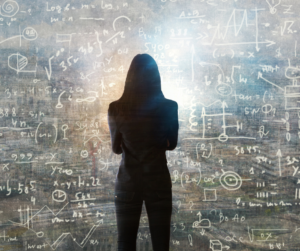 A teacher solving mathematics equations