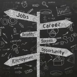 image with boards showing careers, jobs, success