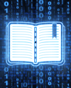 A digital book with numbers in the backround